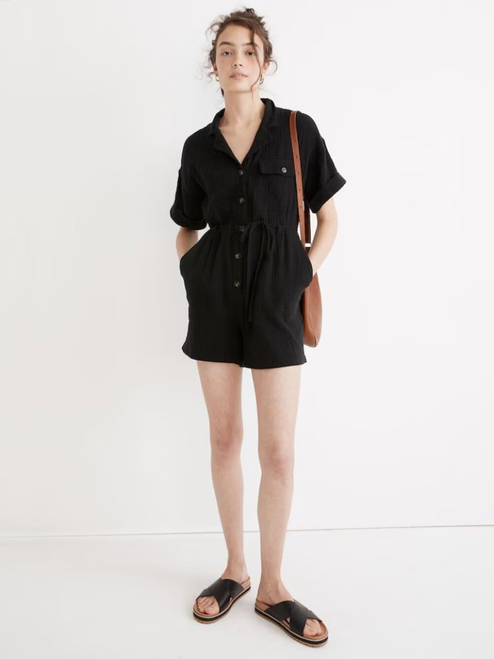 Madewell Lightspun Belted Safari Romper Size M - Picture 1 of 9